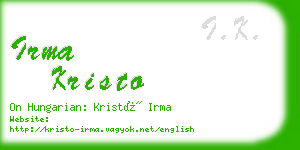 irma kristo business card